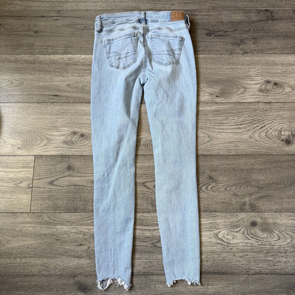 American Eagle Next Level Stretch Skinny Jeans Distressed Light Wash Size 0 Reg - Picture 8 of 8